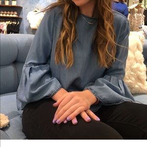 Beach lunch lounge chambray shirt with bell sleeves